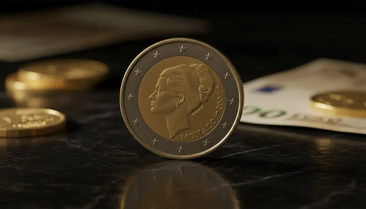 Moneta da 2 euro del 2007 con profilo femminile, emessa dal Principato di Monaco