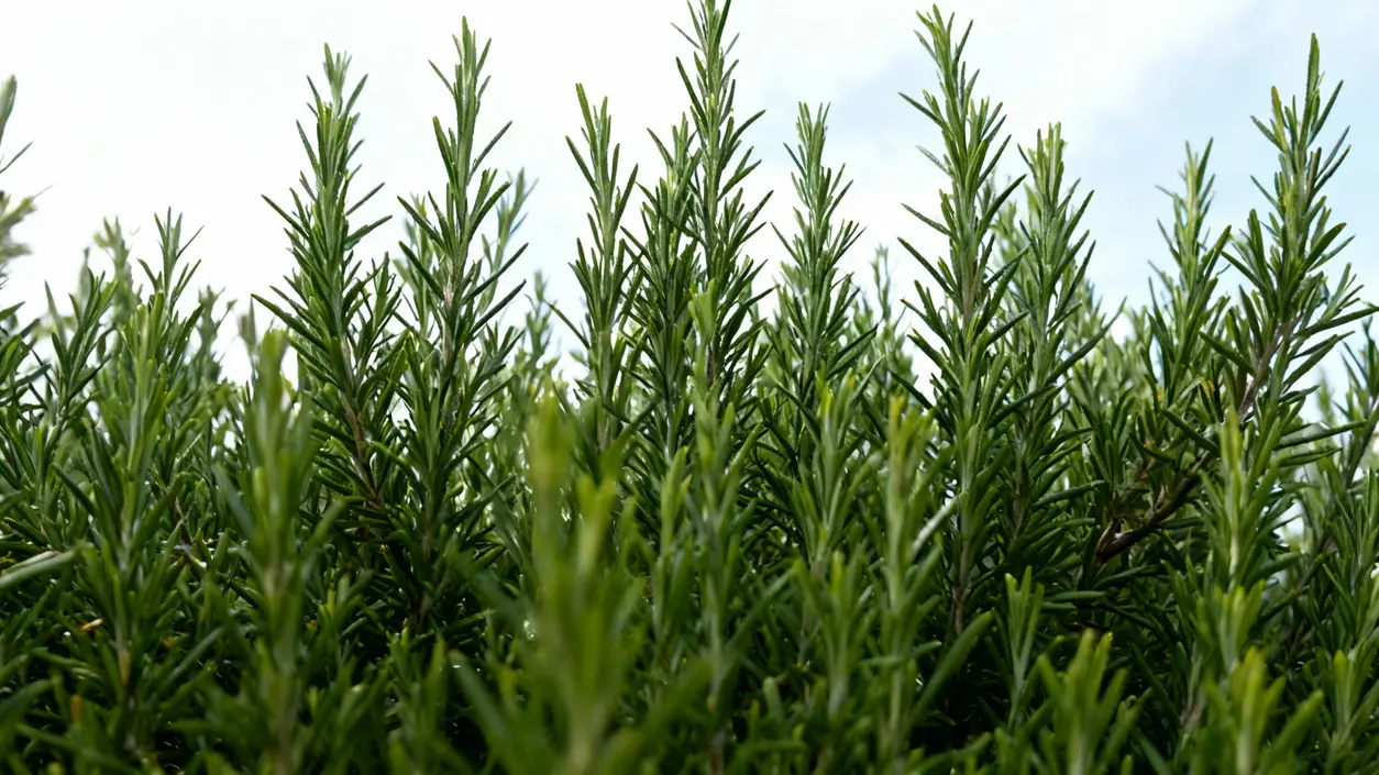 Rametti di rosmarino verde in un giardino all'aperto