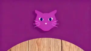 Illustrazione stilizzata della testa di un gatto su sfondo viola