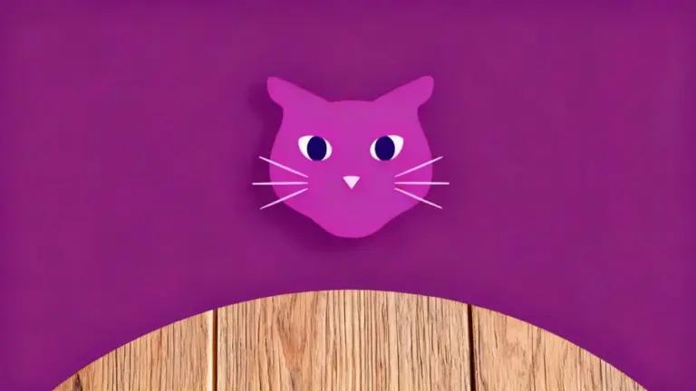 Illustrazione stilizzata della testa di un gatto su sfondo viola