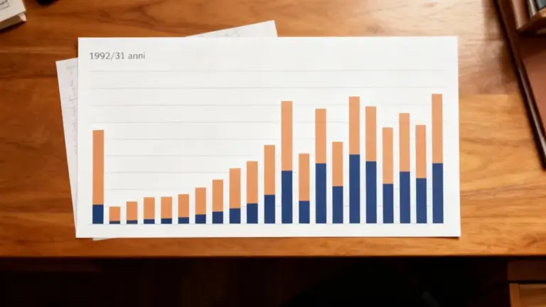 Grafico a barre su un foglio di carta che mostra l'andamento dei dati pensionistici