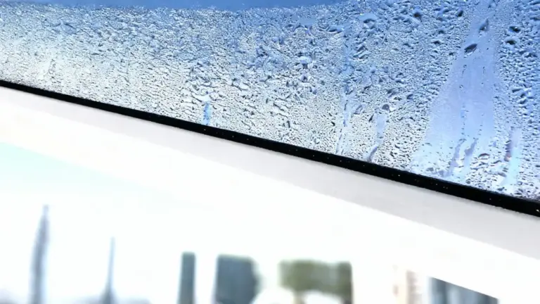 Condensa su vetro di finestra in una giornata fredda d'inverno