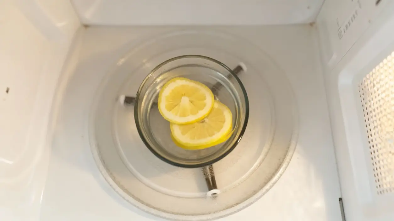 Fette di limone in una ciotola di vetro nel microonde